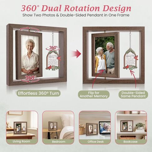 هدايا إطار الصورة الكاردينال من LukieJac لمن تحب، إطارات الصور التذكارية لفقدان أحد أفراد أسرته، تعاطف خشبي دوّار، الفجيعة، الذكرى، إطارات الصور التذكارية لعرض صورتين مقاس 4 × 6 in Kuwait
