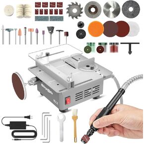 Mini Table Saw, Sinpiode Multi-Functional Desktop Portable Table Saw for Crafts with Adjustable Speed & Angle, All-in-One Cutting, Sanding, Engraving & Drilling Tool for Wood, Acrylic, Plastic, PCB in Saudi Arabia