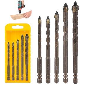 10Pcs Four Blade Serrated Eccentric Drill Bits, High-Strength Eccentric Twist Drill Bits Set, Four Flute Serrated Eccentric Drill Bits for Steel Metal Wood Tile Brick Glass (5/5/6/6/6/6/8/8/10/12mm) in Kuwait