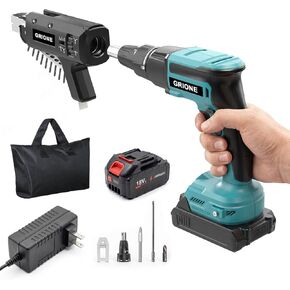 Cordless Drywall Screw Gun Compatible With Makita 18V Batteries Auto-Feed Collated Screwgun with 18V 4.0Ah Battery & Brushless Motor, 5000RPM for Drywall, Deck, Framing, Screw Length/Depth Adjustable in Kuwait