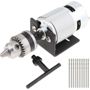 775 DC Motor Mini Table Drill 12-24V 10000-20000RPM DIY Bench Drill Lathe Press Motor Kit مثقاب تشاك ودعامة تثبيت لثقب الثقب والتلميع والقطع ومثقاب الطاولة DIY in Kuwait