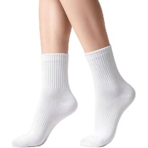 15 Pairs Women Casual Calf Socks - Cute Cotton Crew Socks - Soft Above Ankle Sock, White in Saudi Arabia