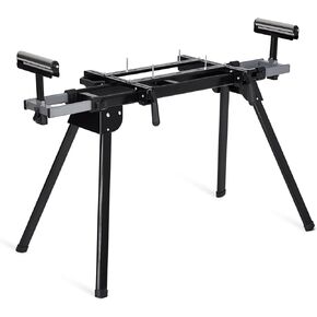 ‌Heavy-Duty Steel Miter Saw Stand – 1-Minute Setup, 440lbs Load & 27lbs Foldable & Portable Design - 76-4/5'' Max Sliding Rail Works with Most Brands, Black in Saudi Arabia