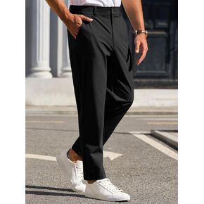 Mens Stretch Golf Pants Casual Slim Fit Dress Pants Elastic Waist Work Tapered Cropped Trousers Blue-Gray in Saudi Arabia