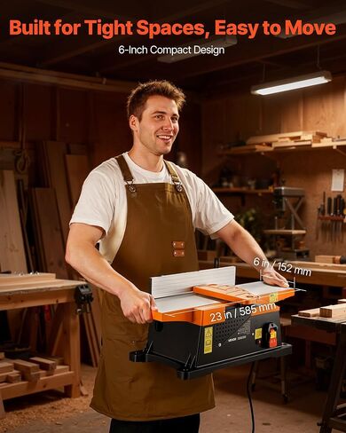 VEVOR Benchtop Jointer, 6 in, 2 HP 12000 RPM Bench Top Wood Jointer, with Straight Cutterhead, 2 HSS Blades, 6 x 23 in Cast Aluminum Table, Up to 1/8 in Depth, Adjustable Fence, for Woodworking DIY in Kuwait