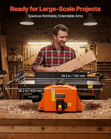 VEVOR وصلة حلزونية منضدية، 8 بوصة، 2 HP 8500 دورة في الدقيقة، وصلة خشبية علوية، مع رأس قطع حلزوني 18 شفرة، طاولة ألومنيوم مصبوبة قابلة للتمديد، عمق يصل إلى 1/8 بوصة، سياج قابل للتعديل، للأعمال الخشبية DIY in Kuwait
