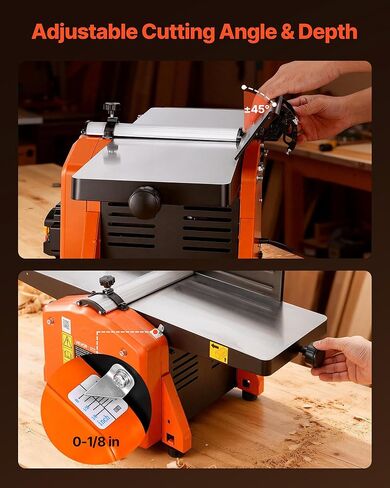VEVOR وصلة حلزونية منضدية، 8 بوصة، 2 HP 8500 دورة في الدقيقة، وصلة خشبية علوية، مع رأس قطع حلزوني 18 شفرة، طاولة ألومنيوم مصبوبة قابلة للتمديد، عمق يصل إلى 1/8 بوصة، سياج قابل للتعديل، للأعمال الخشبية DIY in Kuwait