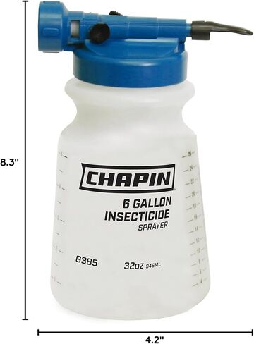 Chapin Made in USA G385, 32 Ounce, Insecticide Hose End Sprayer, Sprays 6 Gallons, Fan Spray Nozzle, Translucent White in Kuwait