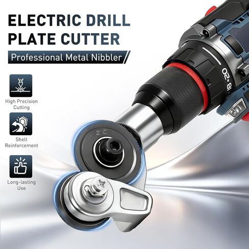 Metal Nibbler Drill Attachment, Heavy-Duty Sheet Metal Cutter for Electric Drill, Double-Cut Nibbler Tool for Fast Clean Cutting of Iron, Steel, Aluminum, Copper and Plastic Panels in Kuwait