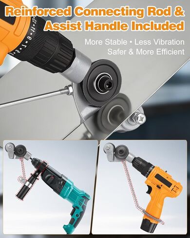 Upgraded Metal Cutter for Drill, Electric Sheet Metal Cutter Attachment with Stabilizer Handle, Metal Nibbler Drill Attachment for Iron, Steel, Copper, Aluminum, Metal Cutting Tool for Flat Sheet in Kuwait