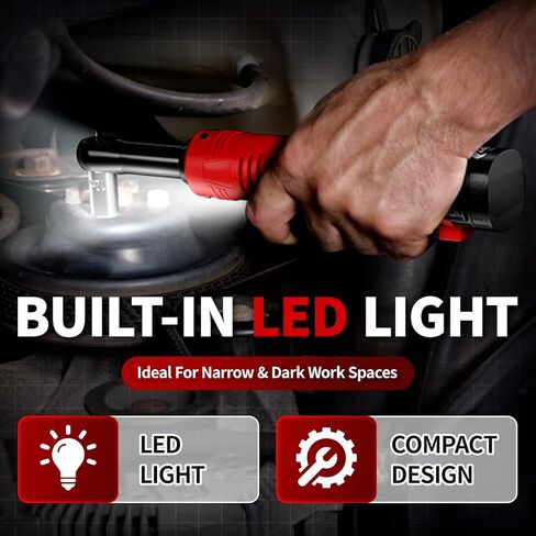 FULLYEA Cordless Electric Ratchet Wrench Set, 40 Ft-lbs, 550 RPM Power Ratchet,16.8V electric ratchet 3/8" drive with Variable Speed, 1/4" Adapter, LED Light, 2*2.0Ah Li-ion Batteries and Fast Charger in Kuwait