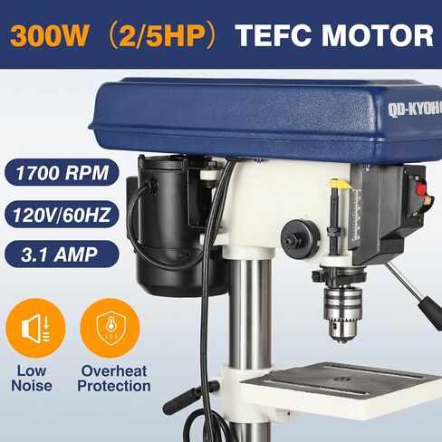QK-KYOHO 8" Benchtop Drill Press - 3.1A Motor Drill Press Heavy-Duty Cast Iron Head - Bench Drill Press 5 Speed Adjustable (620-3100 RPM) - 0-45°Tilting&Height Adjustable Table Drill Presses in Kuwait