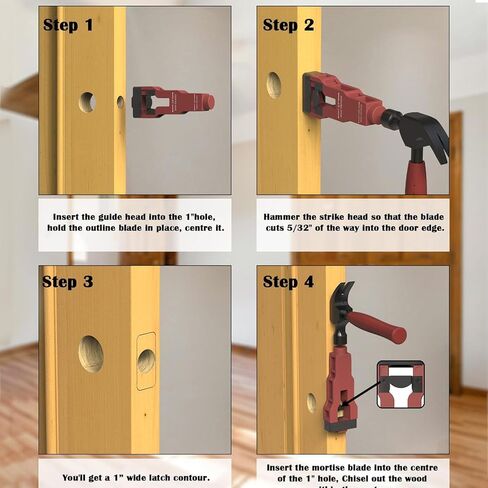 Eujgoov Door Latch Mortise Tool, Aluminum Alloy Mortising Cutter with Built in Depth Guide and Alignment Head for Accurate Door Lock Installation on 1.75in or 1.38in Doors in Kuwait