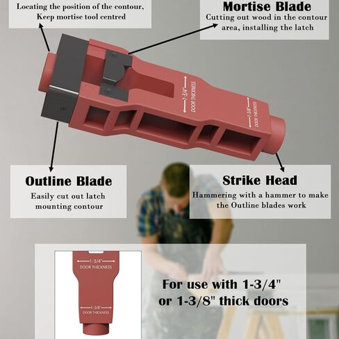 Eujgoov Door Latch Mortise Tool, Aluminum Alloy Mortising Cutter with Built in Depth Guide and Alignment Head for Accurate Door Lock Installation on 1.75in or 1.38in Doors in Kuwait