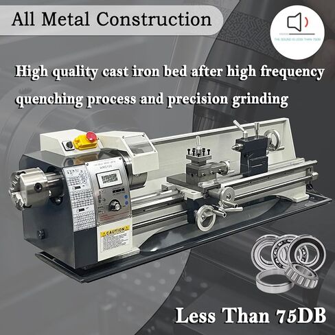 INTBUYING 8 × 32 بوصة مخرطة معدنية مخرطة دقيقة للهواة والمشروعات اليدوية تصميم أفقي مزدوج ظرف 1100 وات محرك بدون فرشاة 50-2500 دورة في الدقيقة متغيرة السرعة بوصة خيط 110 فولت in Kuwait