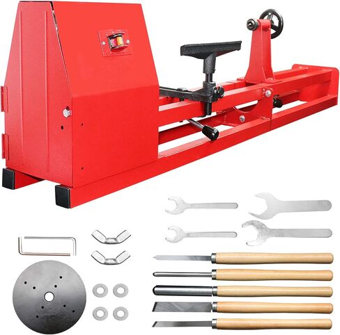 Wood Lathe 14" x 40", Power Wood Turning Lathe Adjustable 4 Speed 810/1180/1700/2480RPM, Benchtop Mini Wood Lathe with 5 Chisels for Woodworking in Kuwait