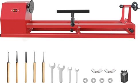 Wood Lathe 14" x 40", Power Wood Turning Lathe Adjustable 4 Speed 810/1180/1700/2480RPM, Benchtop Mini Wood Lathe with 5 Chisels for Woodworking in Kuwait