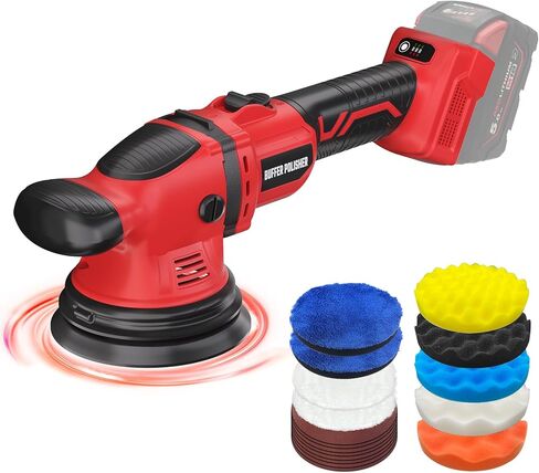 VERVEWAVE Cordless Buffer Polisher Kit for Dewalt 20V Battery (No Battery), 6-Inch Orbital Car Polisher Variable Speed 1800—5500 RPM, 17PCS Polishing Accessories, for Car Polishing/Waxing (Tool Only) in Saudi Arabia