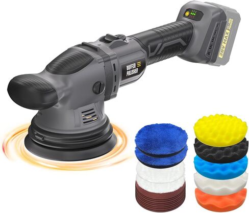 VERVEWAVE Cordless Buffer Polisher Kit for Dewalt 20V Battery (No Battery), 6-Inch Orbital Car Polisher Variable Speed 1800—5500 RPM, 17PCS Polishing Accessories, for Car Polishing/Waxing (Tool Only) in Saudi Arabia