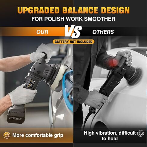 VERVEWAVE Cordless Buffer Polisher Kit for Dewalt 20V Battery (No Battery), 6-Inch Orbital Car Polisher Variable Speed 1800—5500 RPM, 17PCS Polishing Accessories, for Car Polishing/Waxing (Tool Only) in Saudi Arabia