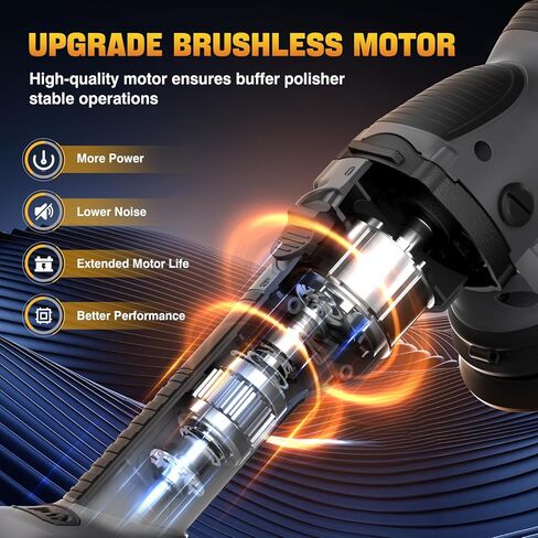 VERVEWAVE Cordless Buffer Polisher Kit for Dewalt 20V Battery (No Battery), 6-Inch Orbital Car Polisher Variable Speed 1800—5500 RPM, 17PCS Polishing Accessories, for Car Polishing/Waxing (Tool Only) in Saudi Arabia
