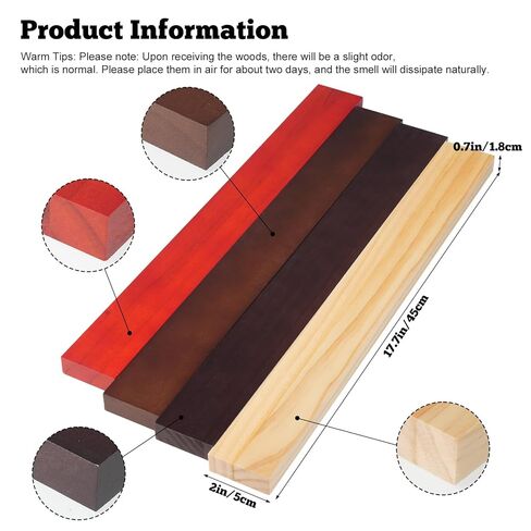 8 Pack Exotic Hardwood Kit with Purpleheart, Zebrawood, Padauk, Okoume Wood for Woodworking Cutting Boards Processing Wood Carving DIY Projects, 3/4"x 2" x 18" in Kuwait