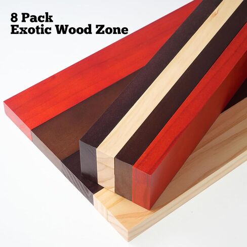 8 Pack Exotic Hardwood Kit with Purpleheart, Zebrawood, Padauk, Okoume Wood for Woodworking Cutting Boards Processing Wood Carving DIY Projects, 3/4"x 2" x 18" in Kuwait