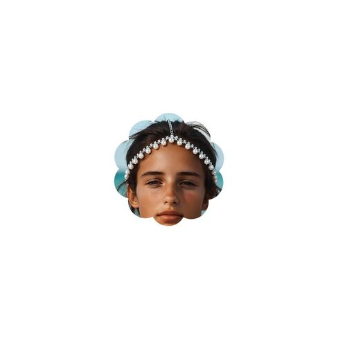 سلسلة رأس لؤلؤة Teyglen Boho من حجر الراين الفضي ولؤلؤة خوذة زي قلادة سلسلة شعر الجبين مهرجان الهالوين مجوهرات الرأس للنساء in Kuwait