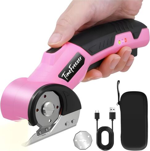 Pink Electric Box Cutter, 6mm Material Cordless Household Rechargeable Power Scissors with LED Display, Low Decibel Lightweight for Crafts, Cardboard, Fabric, Plastic, Leather, Paper & Daily Home Use in Kuwait