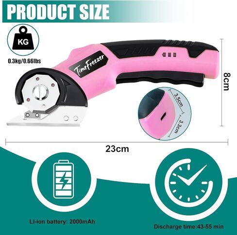 Pink Electric Box Cutter, 6mm Material Cordless Household Rechargeable Power Scissors with LED Display, Low Decibel Lightweight for Crafts, Cardboard, Fabric, Plastic, Leather, Paper & Daily Home Use in Kuwait