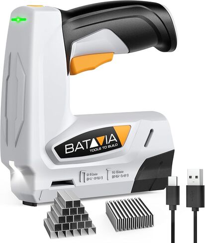 BATAVIA Electric Staple Gun, 2-in-1 Cordless T50 Stapler & Brad Nailer with 2000PCS Staples and Nails, 2000mAh Battery Powered, 4V Electric Stapler for Upholstery, Wood, DIY, Home Improvement in Kuwait