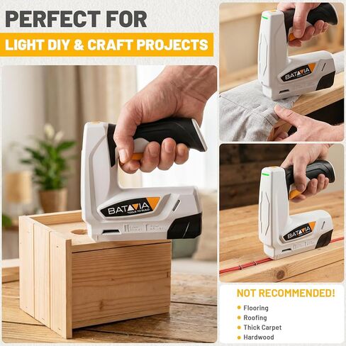 BATAVIA Electric Staple Gun, 2-in-1 Cordless T50 Stapler & Brad Nailer with 2000PCS Staples and Nails, 2000mAh Battery Powered, 4V Electric Stapler for Upholstery, Wood, DIY, Home Improvement in Kuwait