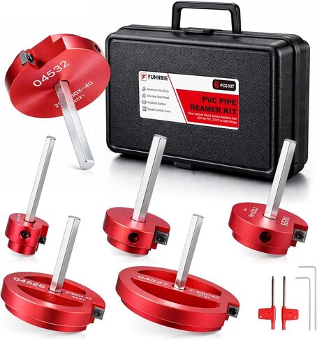 6Pcs PVC Pipe Reamer Kit, Durable Aluminum PVC Fitting Saver for Sch.40 CPVC, ABS, Lightweight Socket Hub Saver Includes 3/4", 1", 1-1/2", 2", 3", 4", Plumbing Tool Fits Standard 1/2" Drill in Kuwait