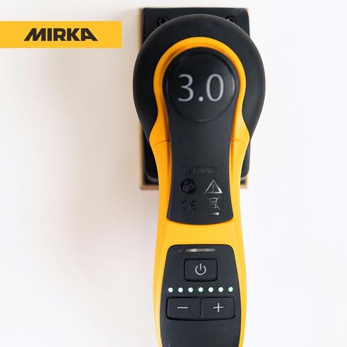 ماكينة صنفرة مدارية كهربائية Mirka DEOS II 343X 3 × 4 بوصة، محرك بدون فرش، سرعة قابلة للتعديل، جاهزة للبلوتوث، صنفرة خالية من الغبار - مثالية للمساحات الضيقة والأعمال التفصيلية in Kuwait