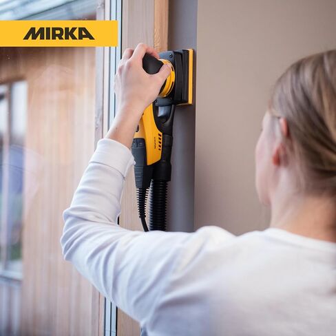 ماكينة صنفرة مدارية كهربائية Mirka DEOS II 343X 3 × 4 بوصة، محرك بدون فرش، سرعة قابلة للتعديل، جاهزة للبلوتوث، صنفرة خالية من الغبار - مثالية للمساحات الضيقة والأعمال التفصيلية in Kuwait