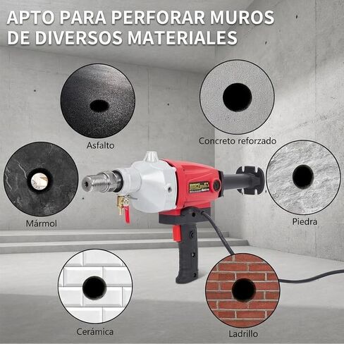 1500W 2-in-1 Wet & Dry Handheld Concrete Core Drill, Diamond Core Drilling Machine with 1880RPM Stepless Speed & 2 in Drill Bits, 1-1/4 in Thread, Masonry Drills Bit Set for Stone, Block, Concrete in Kuwait