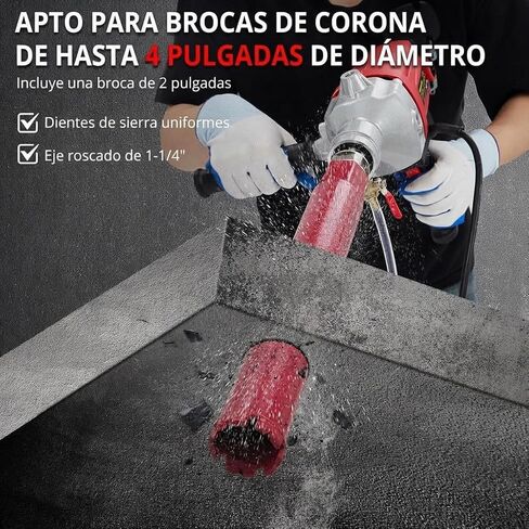 1500W 2-in-1 Wet & Dry Handheld Concrete Core Drill, Diamond Core Drilling Machine with 1880RPM Stepless Speed & 2 in Drill Bits, 1-1/4 in Thread, Masonry Drills Bit Set for Stone, Block, Concrete in Kuwait