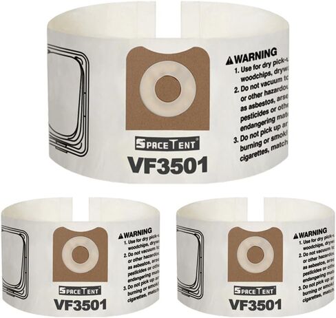 6 Pack VF3501 Replacement for Rigid Shop Vac Bags 4 Gallon Size C, compatible with RIDGID 3-4.5 Gallon Wet/Dry Vacuums, High Efficiency Dust Filter Bags, Part # 23738 WS32045F in Saudi Arabia