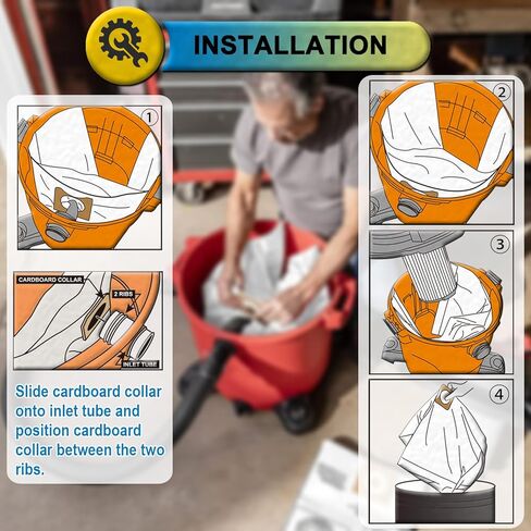 5 عبوات VF3502 بديلة لأكياس Vac Vac الصلبة مقاس A، متوافقة مع مكانس RIDGID الرطبة/الجافة بسعة 12-16 جالون، أكياس فلتر الغبار شديدة التحمل عالية الكفاءة، الجزء # 23743 in Kuwait