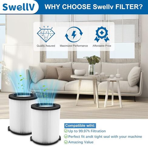 VF4000 Replacement Filter, Compatible with Standard Wet/Dry Vac Filter Vf4000, Vacs Wet Dry 5-20, 6-9 Gal Husky Vacuum,Replacement Vf4000 Filter(VF4000-2P) in Kuwait