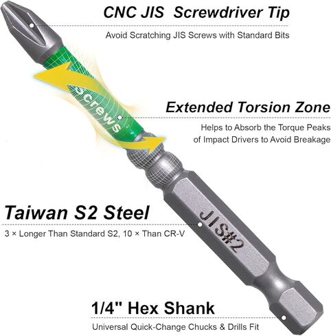 7pcs JIS Screwdriver Bit Set - 3" / 75mm - Impact Ready Japanese Cross Point Bits #1, #2, #3 - Taiwan S2 Steel, Magnetic Tips - Anti Cam-Out Repair Kit Compatible with Honda, Tamiya, Shimano in Kuwait