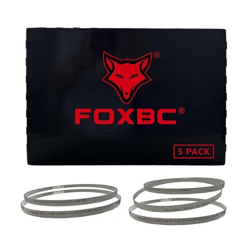 شفرات المنشار الحزامي المحمولة FOXBC 44-7/8 بوصة 14 TPI، بديلة لميلووكي 48-39-0511، منشار شريطي محمول DeWalt DW3982، 44-7/8 بوصة × 1/2 بوصة × 0.020 بوصة، 5 عبوات in Kuwait
