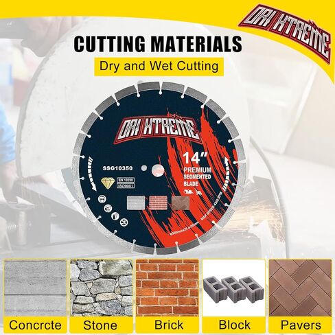 14 Inch Diamond Concrete Saw Blade, Segmented General Purpose Blade Dry/Wet Cutting Concrete, Reinforced Concrete, Masonry, Brick, Block,1"-20mm Arbor in Kuwait
