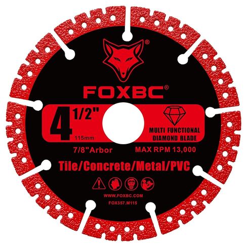 شفرات منشار ماسية متعددة الأغراض مقاس 4-1/2 بوصة من FOXBC لمطحنة الزوايا، قرص قطع شديد التحمل للمعادن والبلاستيك والبورسلين والسيراميك والرخام والحجر - 3 عبوات in Kuwait