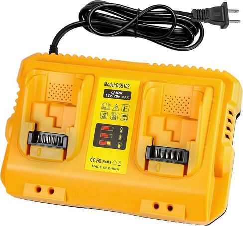 DCB102 20V MAX استبدال شاحن البطارية لشاحن بطارية Dewalt، شاحن بمنفذين متوافق مع بطاريات Dewalt 12V-20V in Kuwait