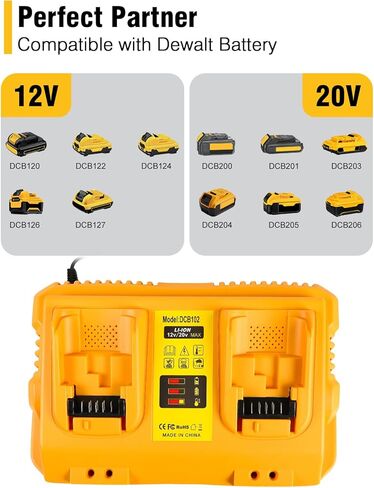 DCB102 20V MAX Battery Charger Replacement for Dewalt Battery Charger, 2 Port Charger Compatible with Dewalt 12V-20V Batteries in Saudi Arabia