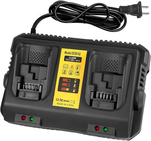 DCB102 20V MAX Battery Charger Replacement for Dewalt Battery Charger, 2 Port Charger Compatible with Dewalt 12V-20V Batteries in Saudi Arabia