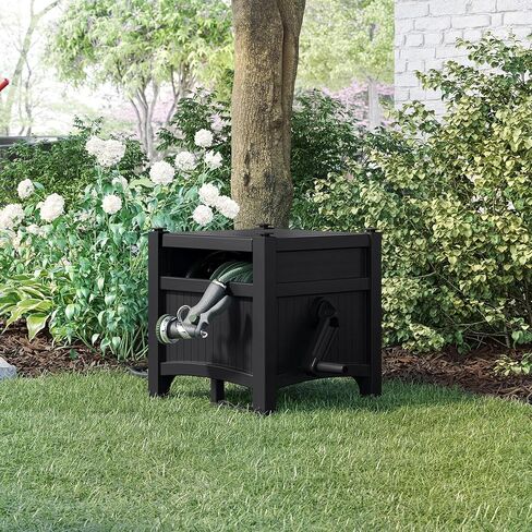 Hose Hideaway Reel, 100 ft. Capacity for 5/8 in. Vinyl Hose, Durable Resin, No Assembly Required, 21 in. x 15.5 in. x 16 in. (Black) in Kuwait
