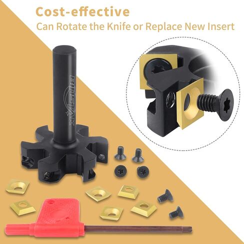 CNC Spoilboard Surfacing Router Bit, 1/2" Shank 2" Cutting Diameter, 6 Wings Carbide Insert Slab Flattening Router Bits Wood Planing Planer Bit in Kuwait