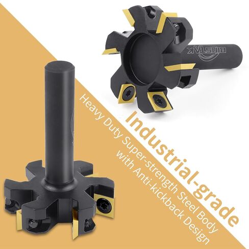 CNC Spoilboard Surfacing Router Bit, 1/2" Shank 2" Cutting Diameter, 6 Wings Carbide Insert Slab Flattening Router Bits Wood Planing Planer Bit in Kuwait
